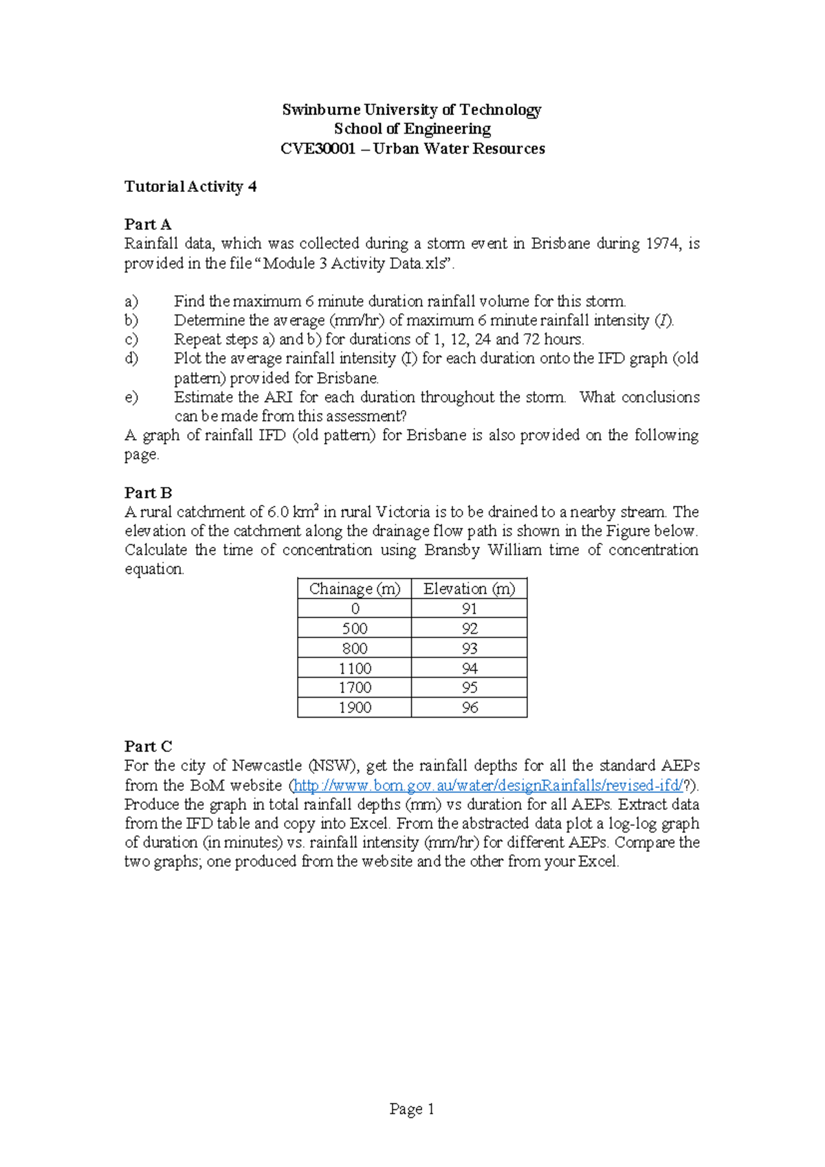 Activity 4 - Swinburne University of Technology School of Engineering ...