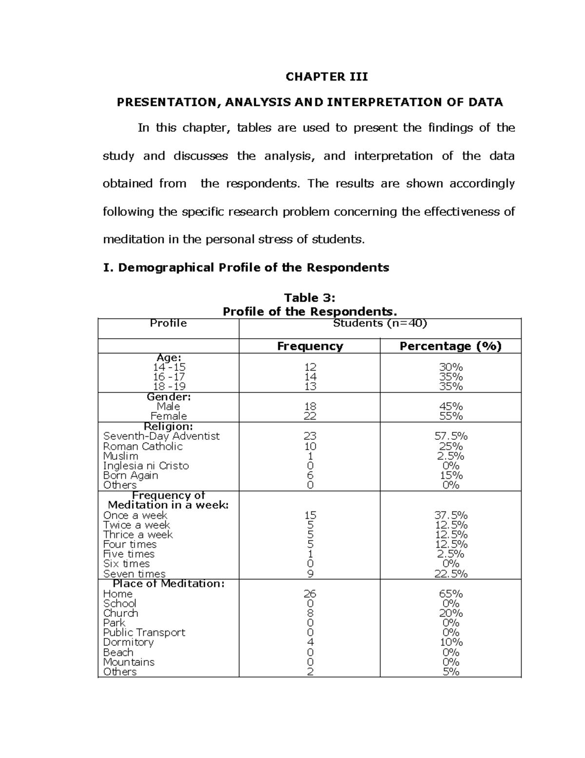 Cchapter-3 - Lecture notes - CHAPTER III PRESENTATION, ANALYSIS AND ...