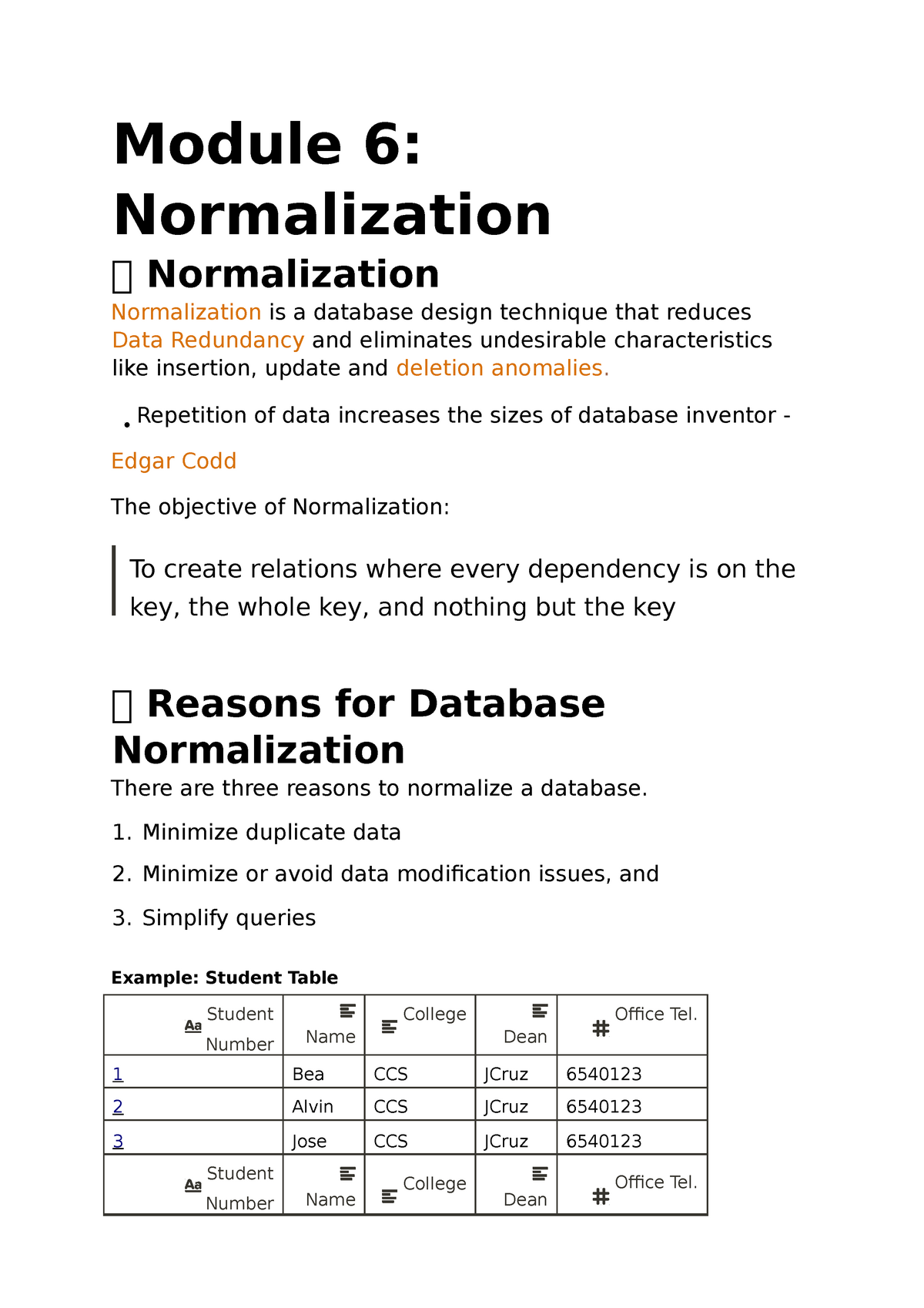 dbms-normalization-module-6-normalization-normalization