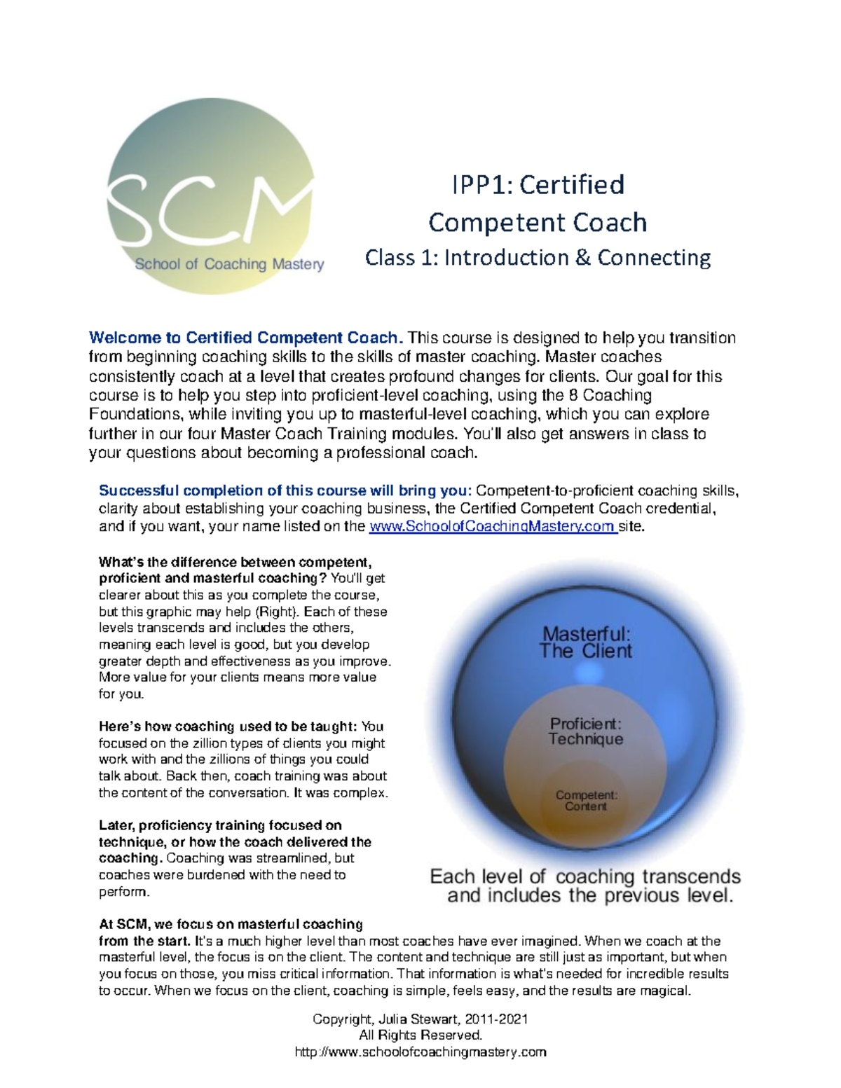 IPP1-1 CCC Coaching Guide 2021 - Copyright, Julia Stewart, 20 11- 2021 ...