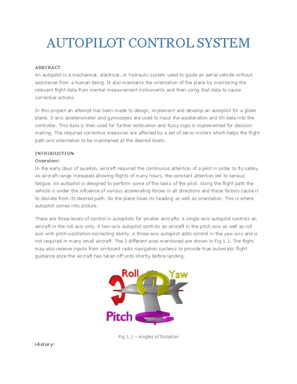 Autopilot Control System - AUTOPILOT CONTROL SYSTEM ABSTRACT An ...