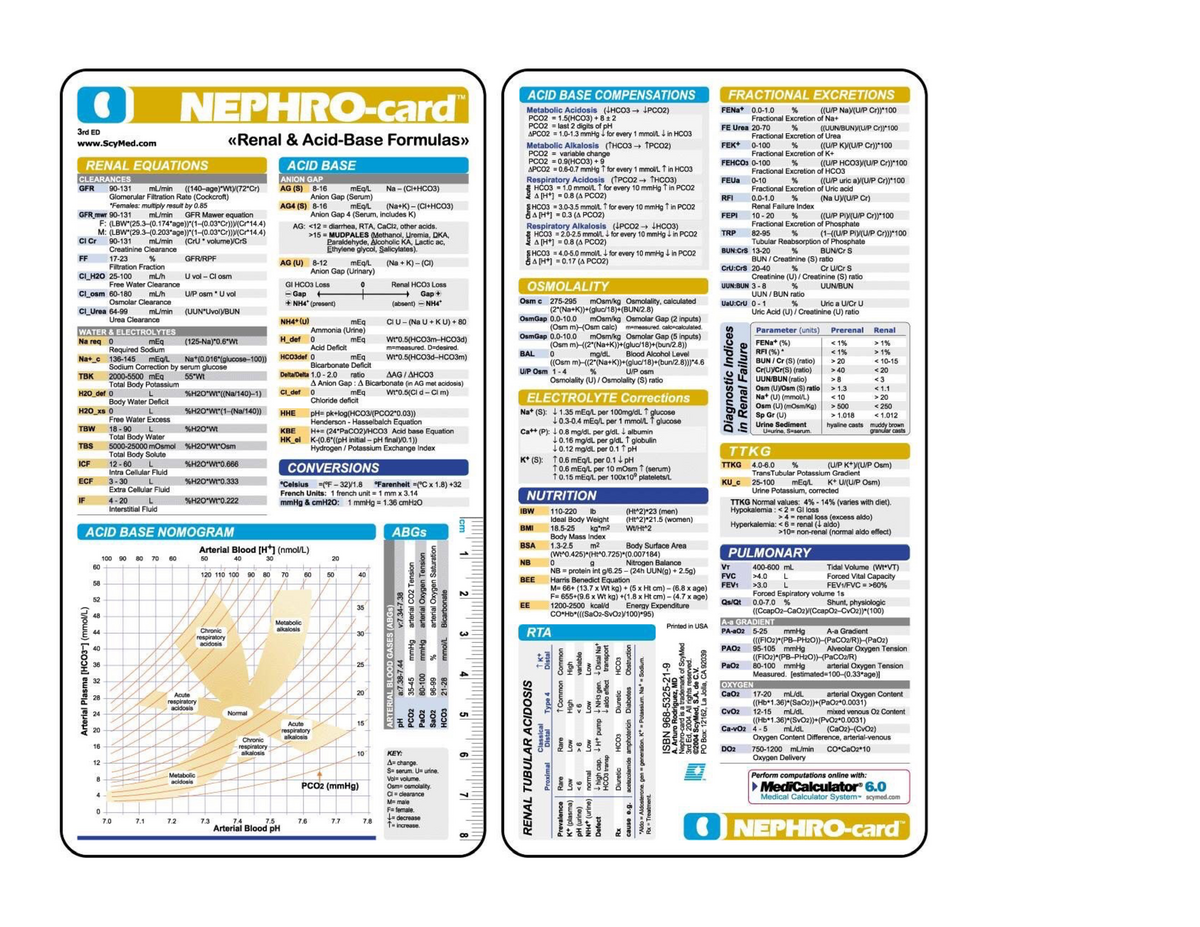 Renal - W m «Renal & Acid-Base Formulas» .ScyMed RENAI EOUA TIONS ACID ...