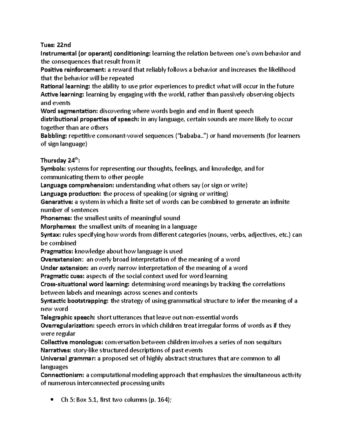 Textbook notes for developmental psych - Tues: 22nd Instrumental (or ...