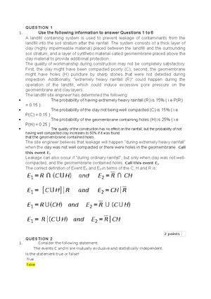 assignment 5 engineering probability - QUESTION 1 1. Questions 1 and 4 ...