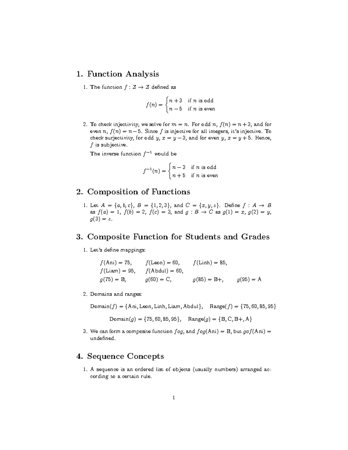 Discrete Math Unit 2 1 Function Analysis The Function F Z → Z Defined As F N N 3 If 4562