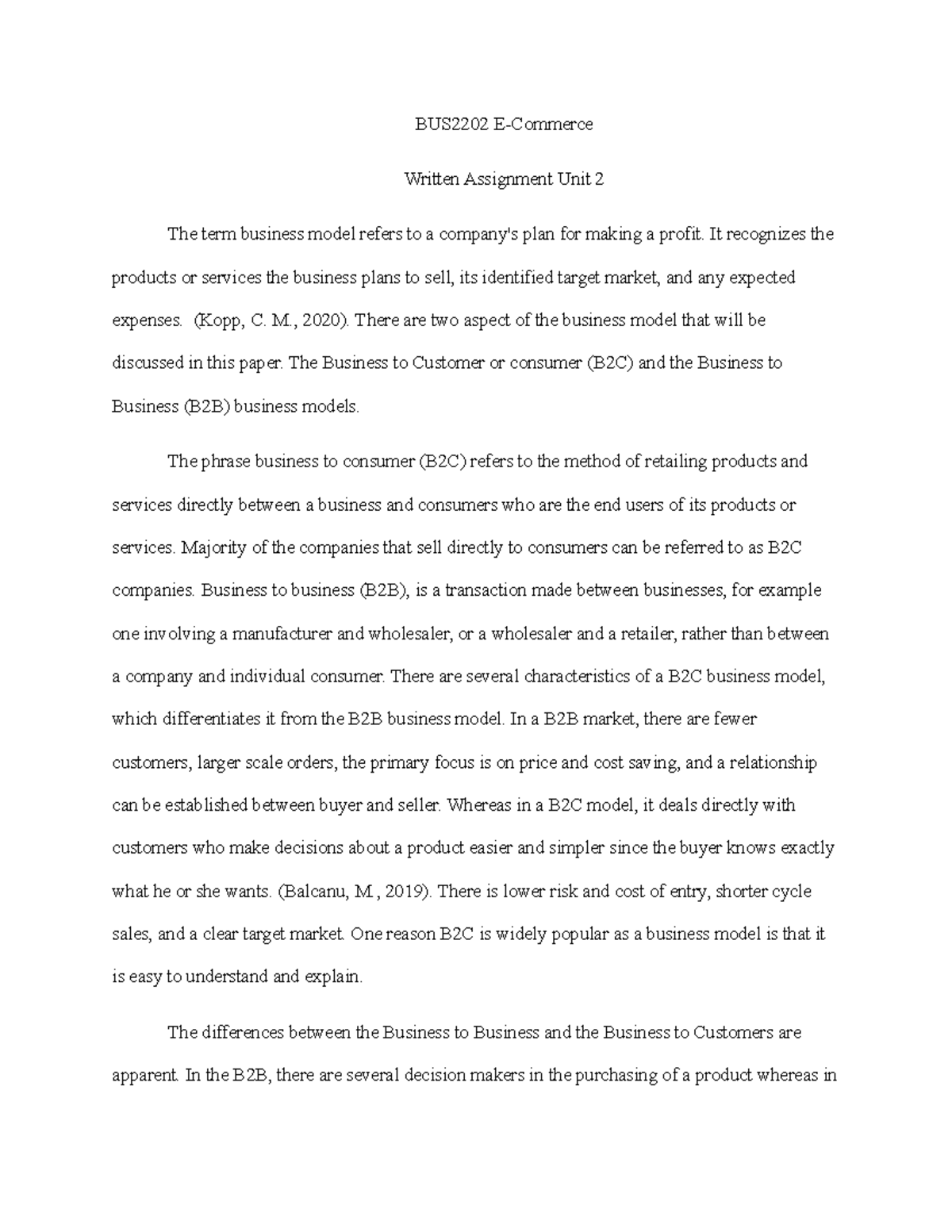BUS2202 E Commerce Unit 2 Written Assignment - BUS2202 E-Commerce ...