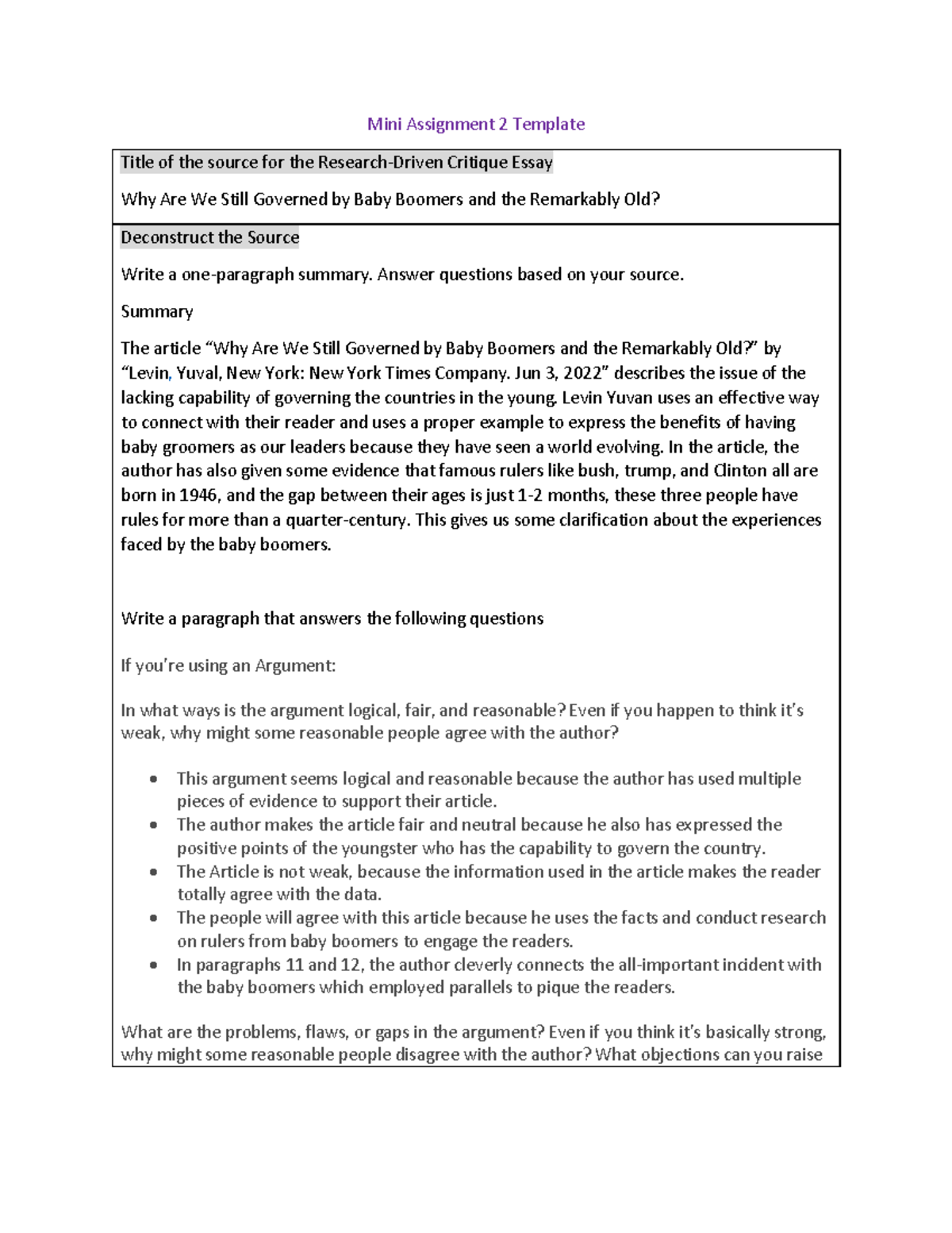Research-based-Essay process - Rohin - Mini Assignment 2 Template Title ...