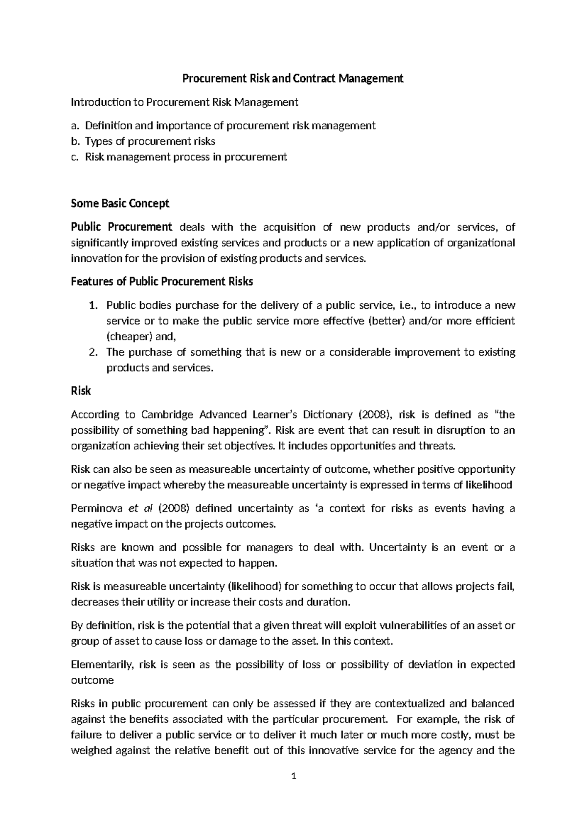 Procurment Risk Management - Definition and importance of procurement ...
