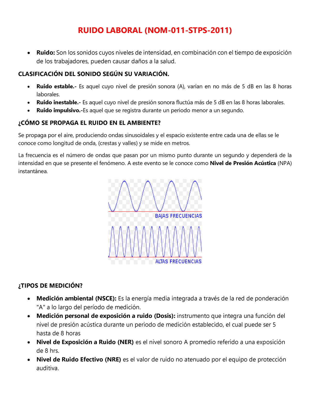 Apuntes Ruido Laboral (NOM-011-STPS-2011 ) - RUIDO LABORAL (NOM-011 ...