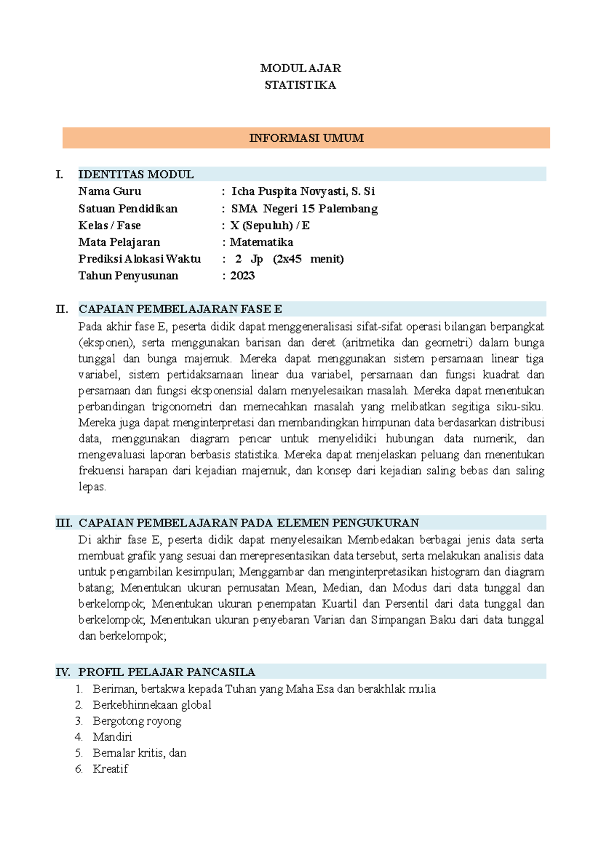 RPP Statistika Icha Puspita Novyati - MODUL AJAR STATISTIKA I ...