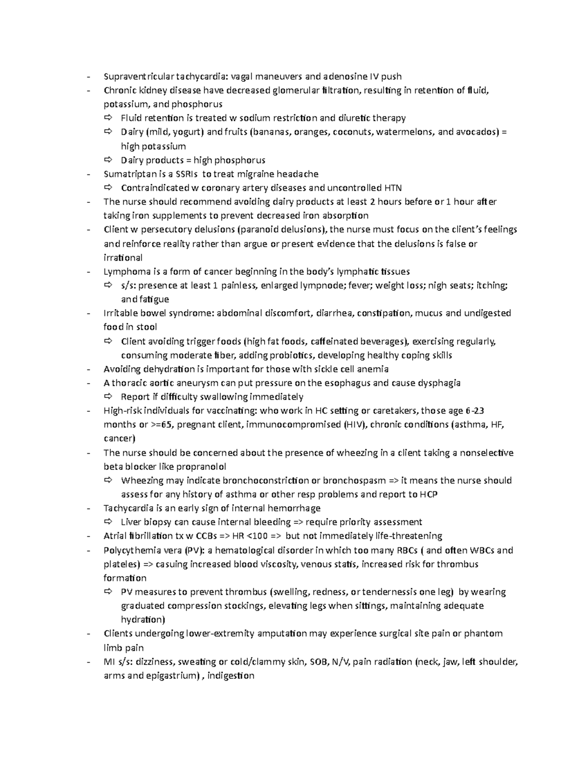 Note 7-21 - Note for NCLEX - Supraventricular tachycardia: vagal ...