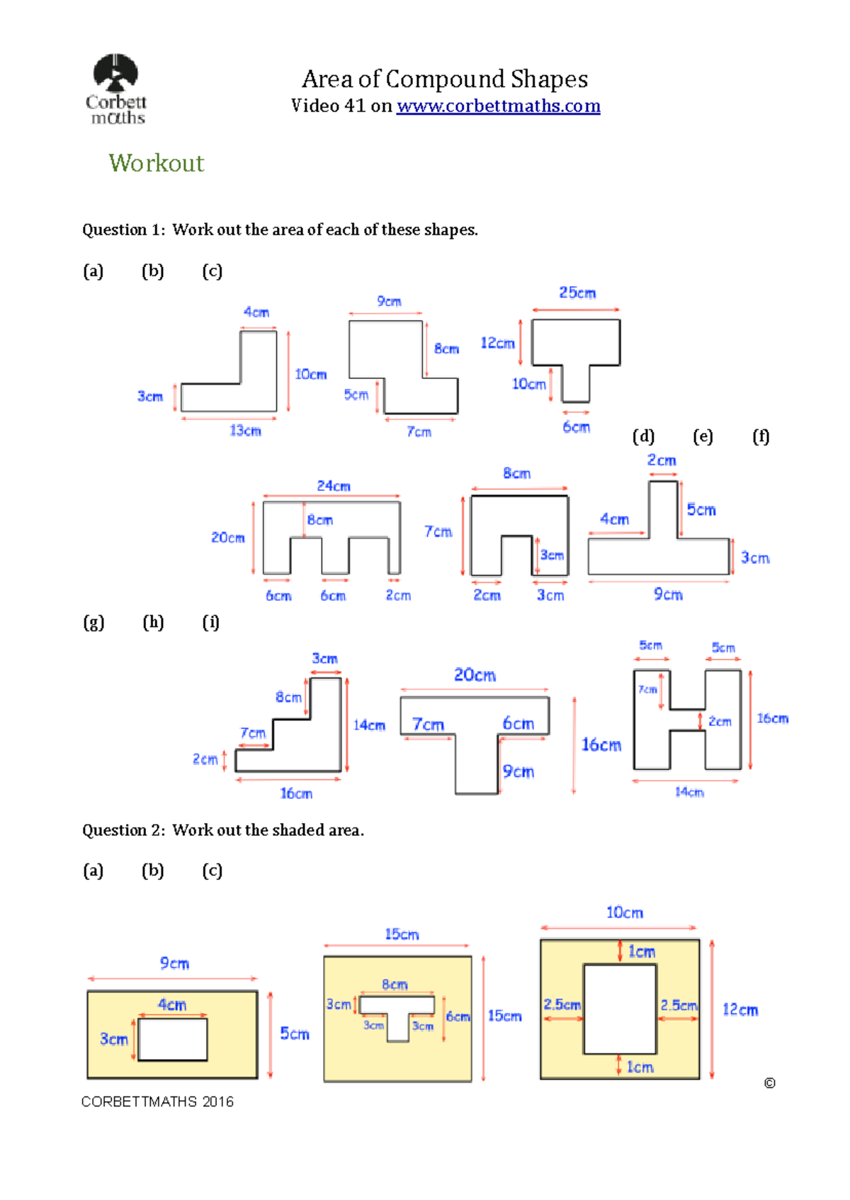 Area of Compound Shapes worksheet - Area of Compound Shapes Video 41 on ...