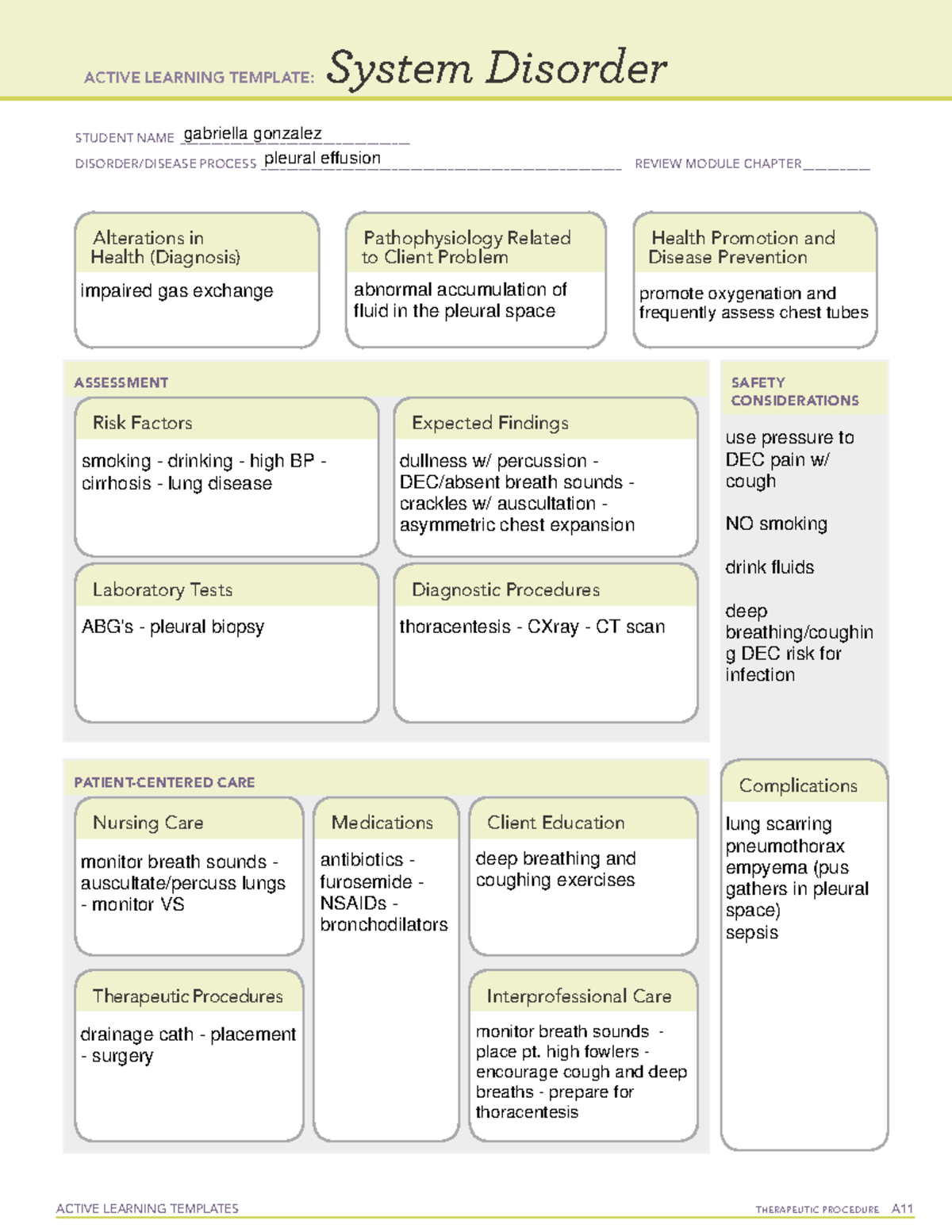 System Disorder Pleural Effusion Pdf Active Learning Template System