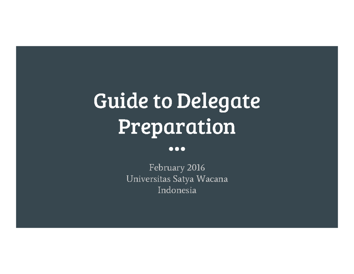 National Model United Nations: Delegate Preparation Guide – FFDW