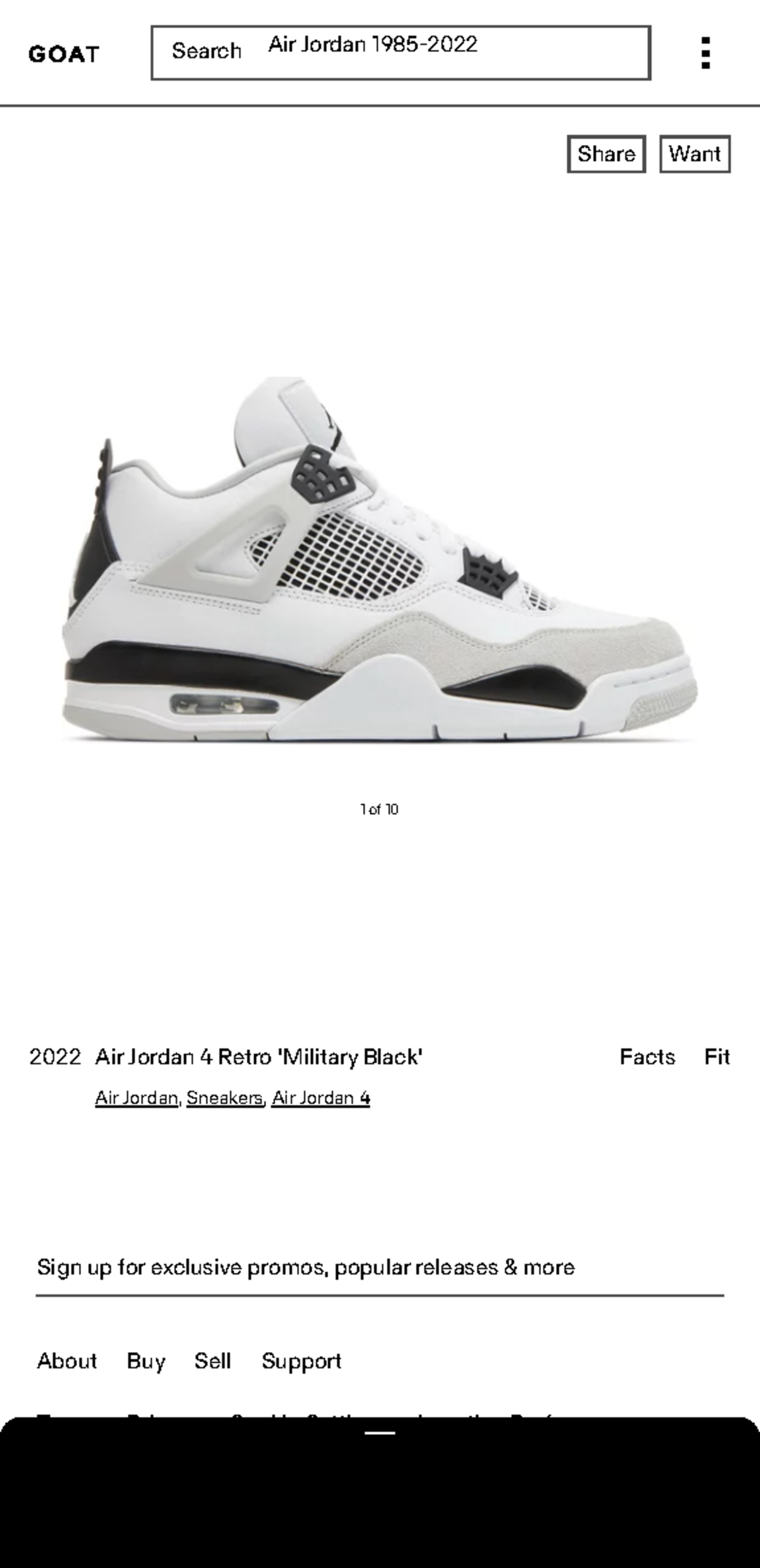 Air Jordan 4 Retro 'Military Black' GOAT ECE 2201 Make O!er 16 16