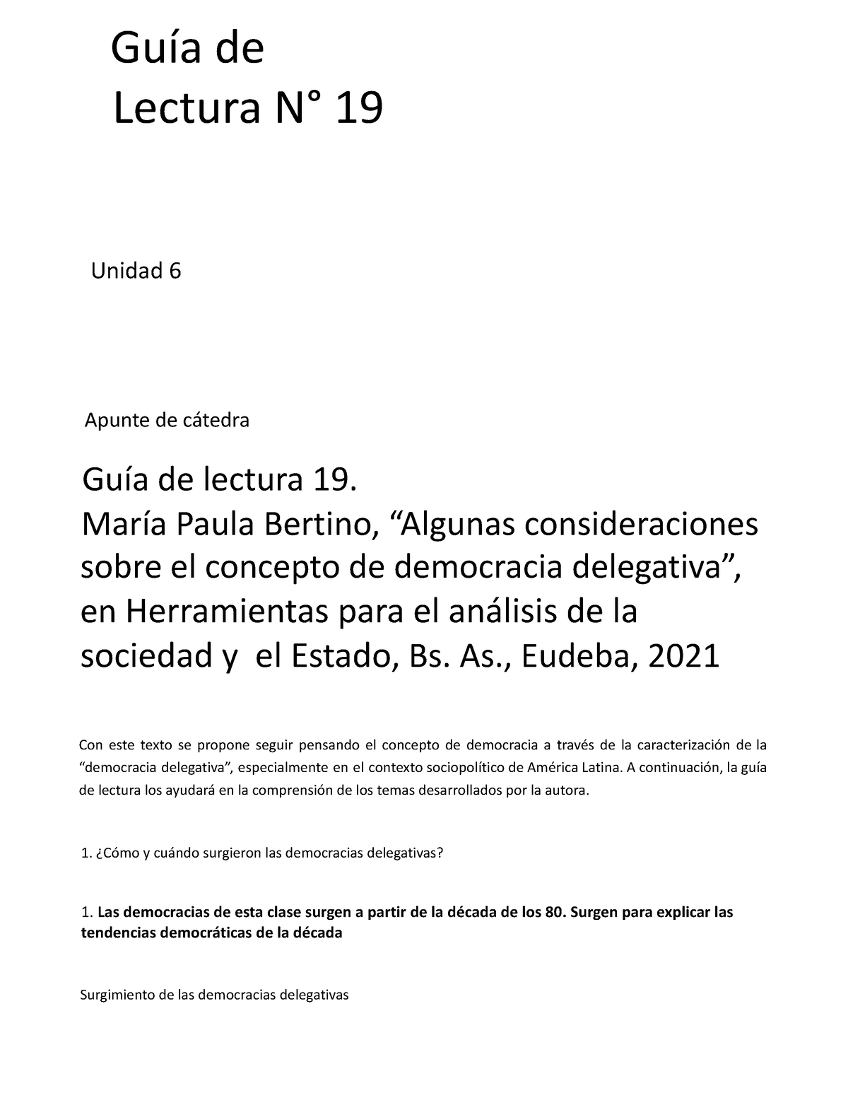 ICSE B 2023 Guía De Lectura 19 - Guía De Lectura N° 19 Unidad 6 Apunte ...