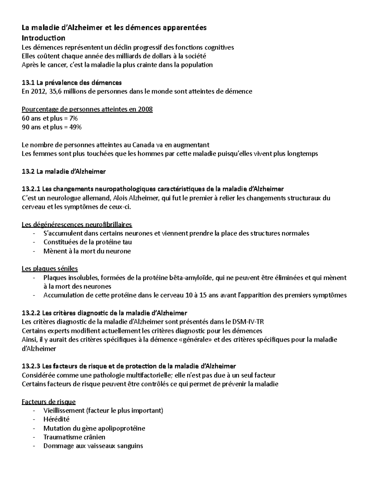 La maladie d'Alzheimer et les démences apparentées - La maladie d ...