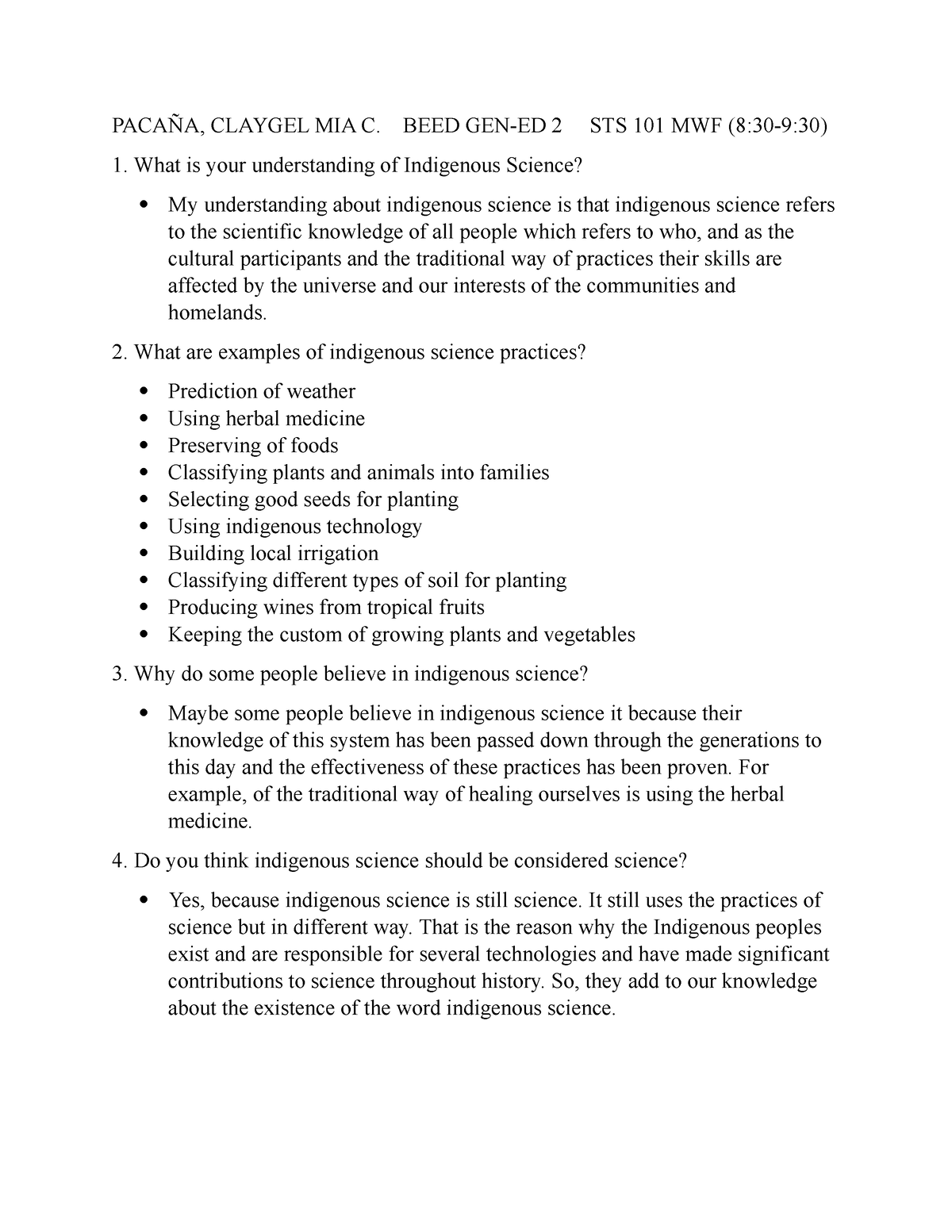 what is indigenous science essay