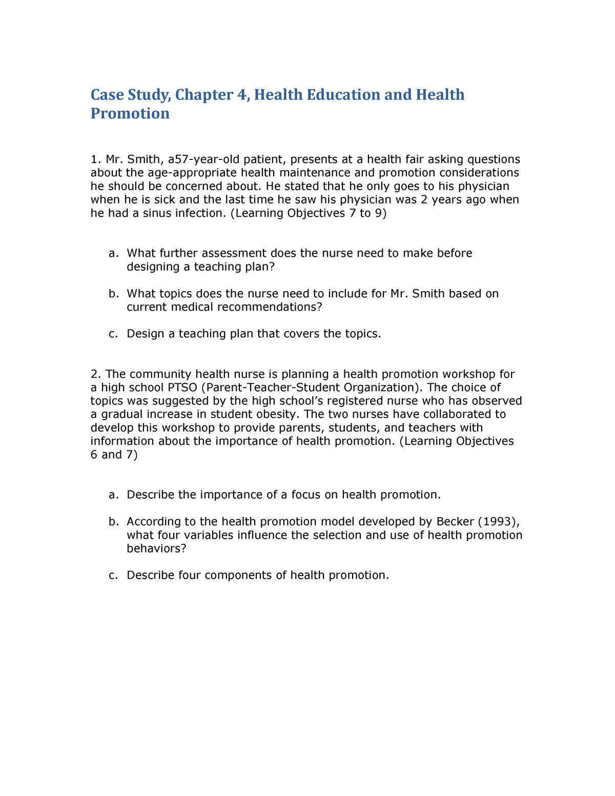 case study health care learning