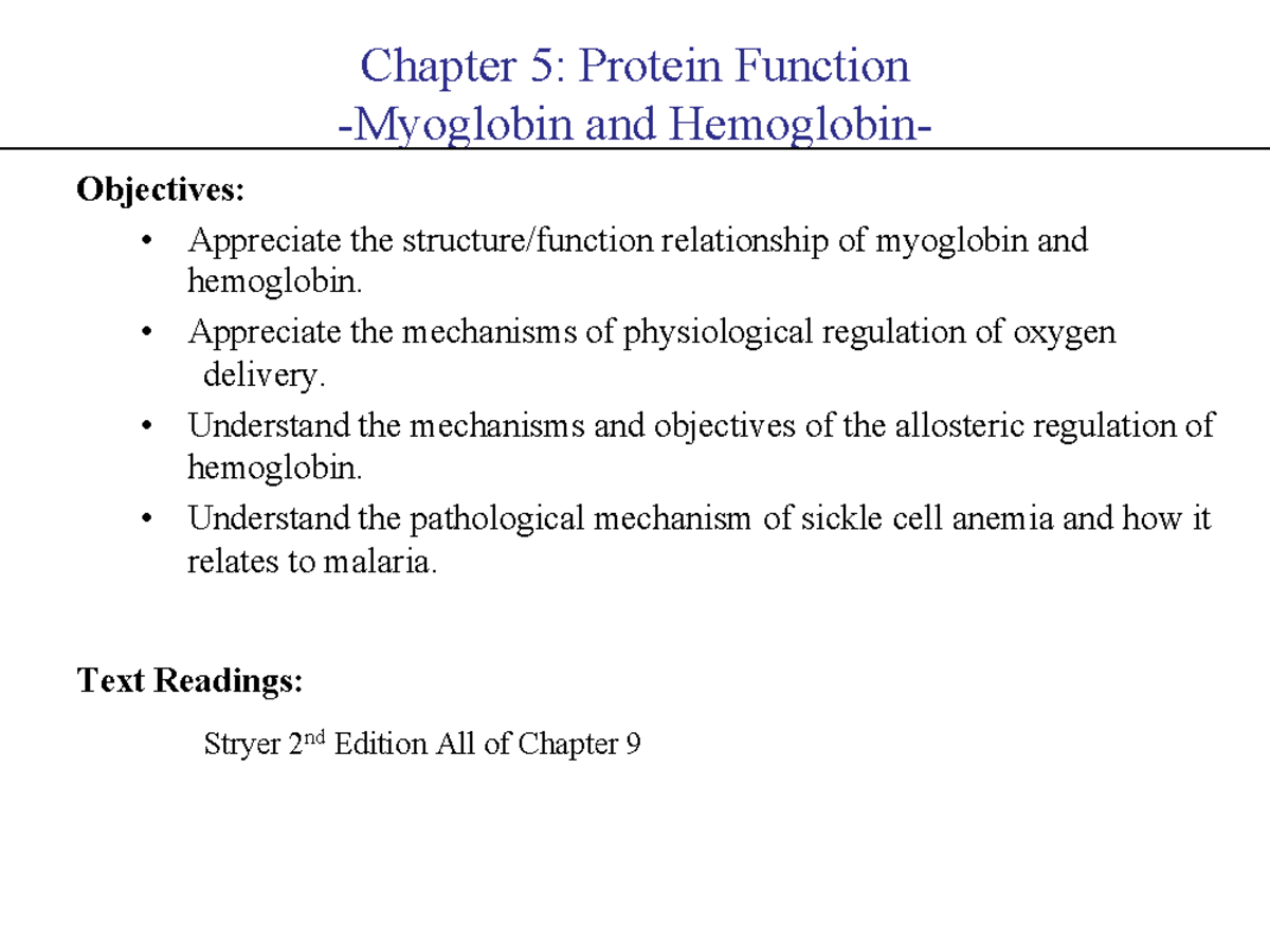 5 Protein Function Myoglobin and Hemoglobin - Biomolecules - Chapter 5 ...