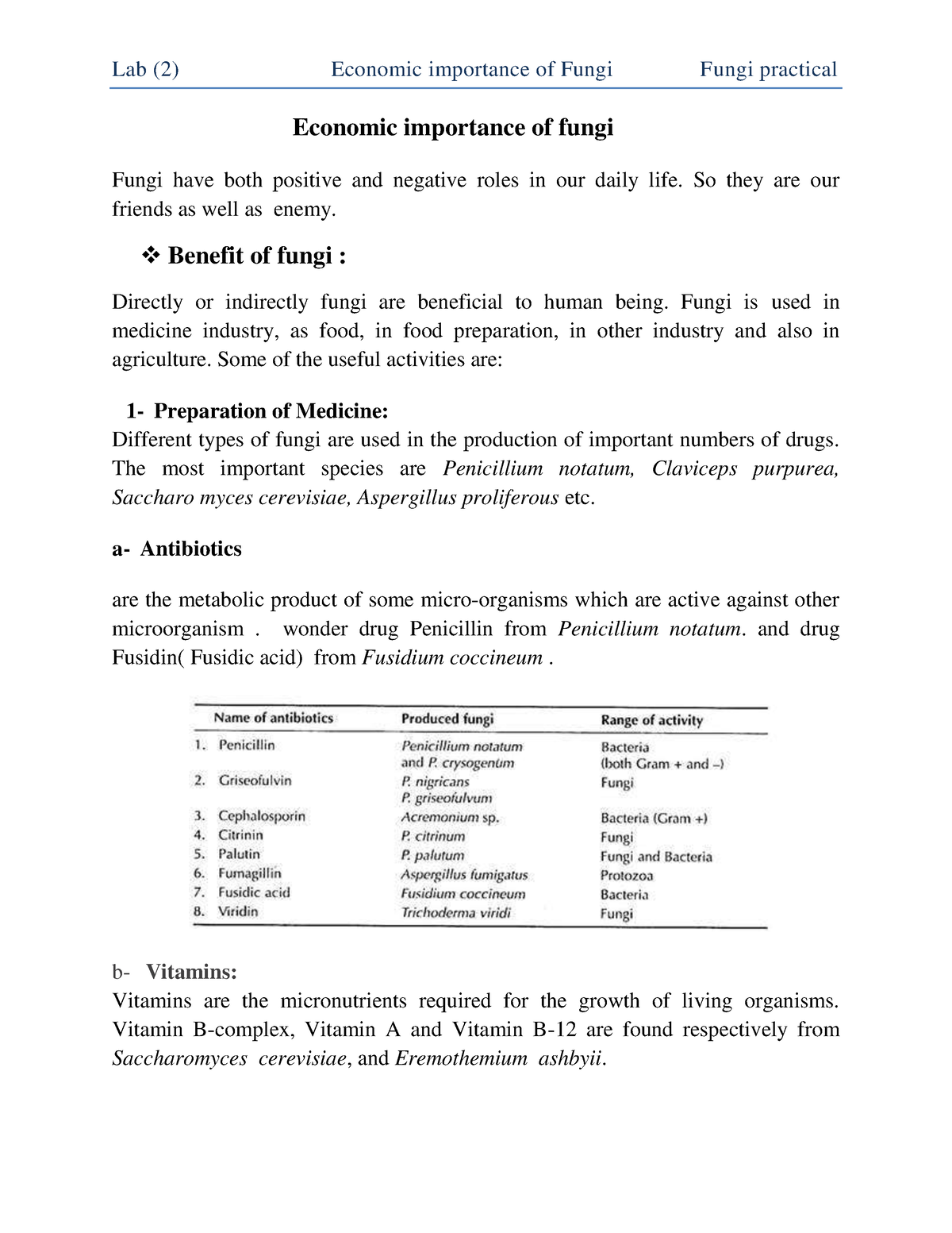 economic importance of fungi assignment