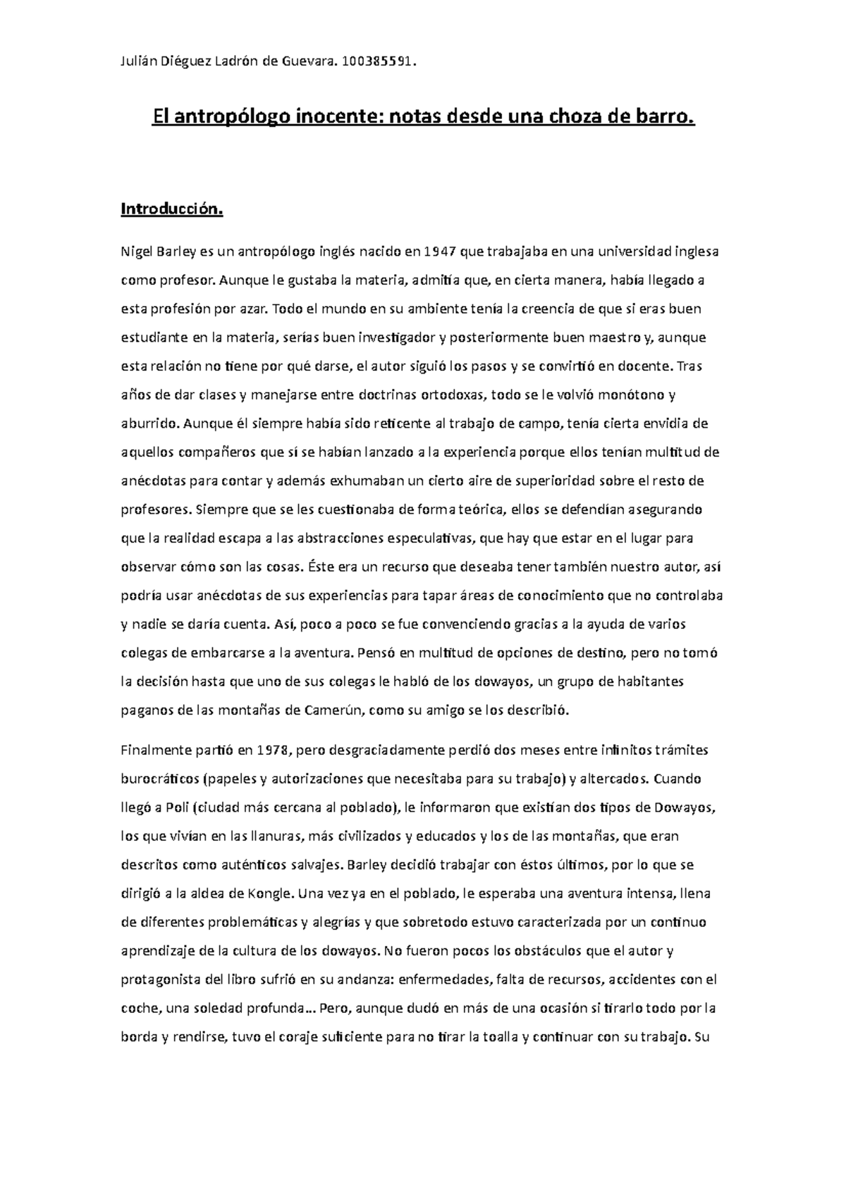 Resumen De La Lectura El Antropologo Inocente El Antropologo Inocente Notas Desde Una Choza De Studocu