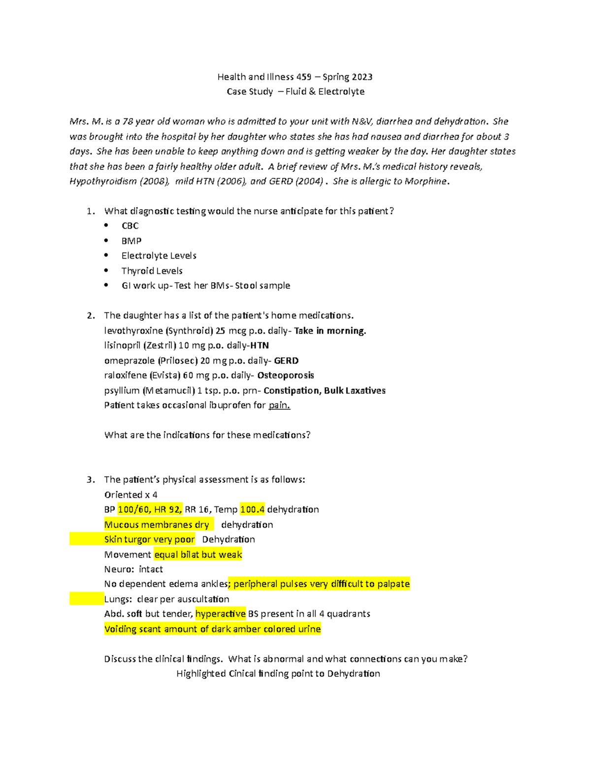 electrolyte balance case study with answers