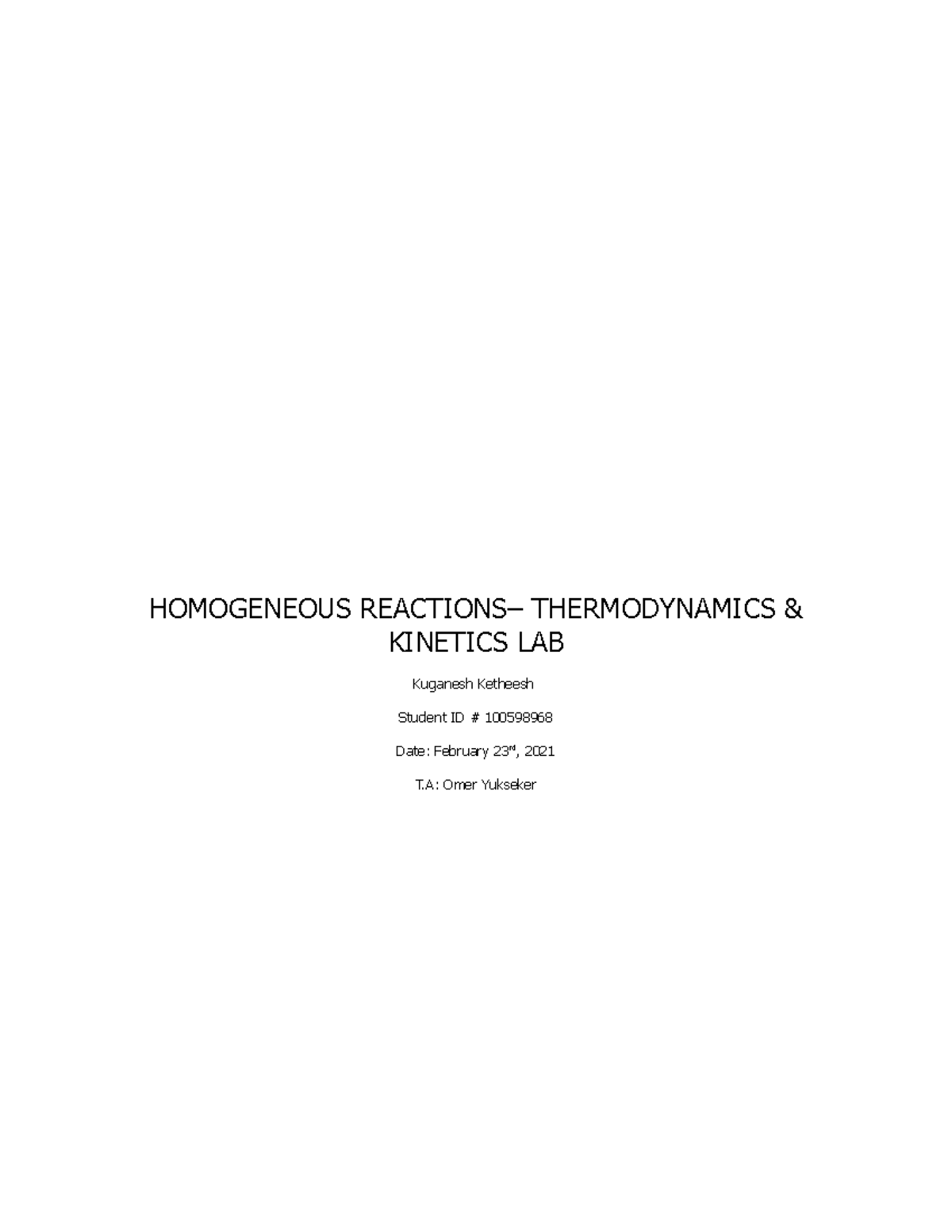 Thermodynamic & Kinetics - Homogeneous Reactions (GOOD COPY ...