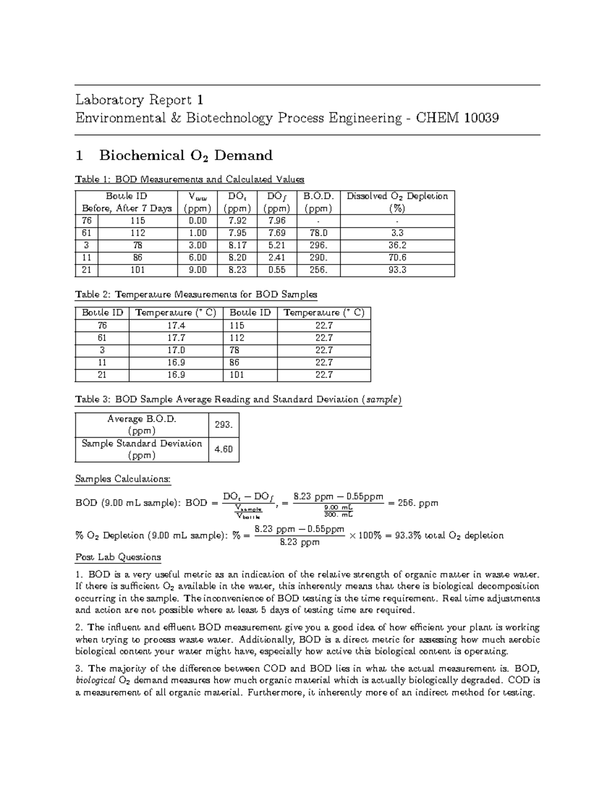 BOD COD SAC LAB 1 Completed lab for report 1 (first 34 labs
