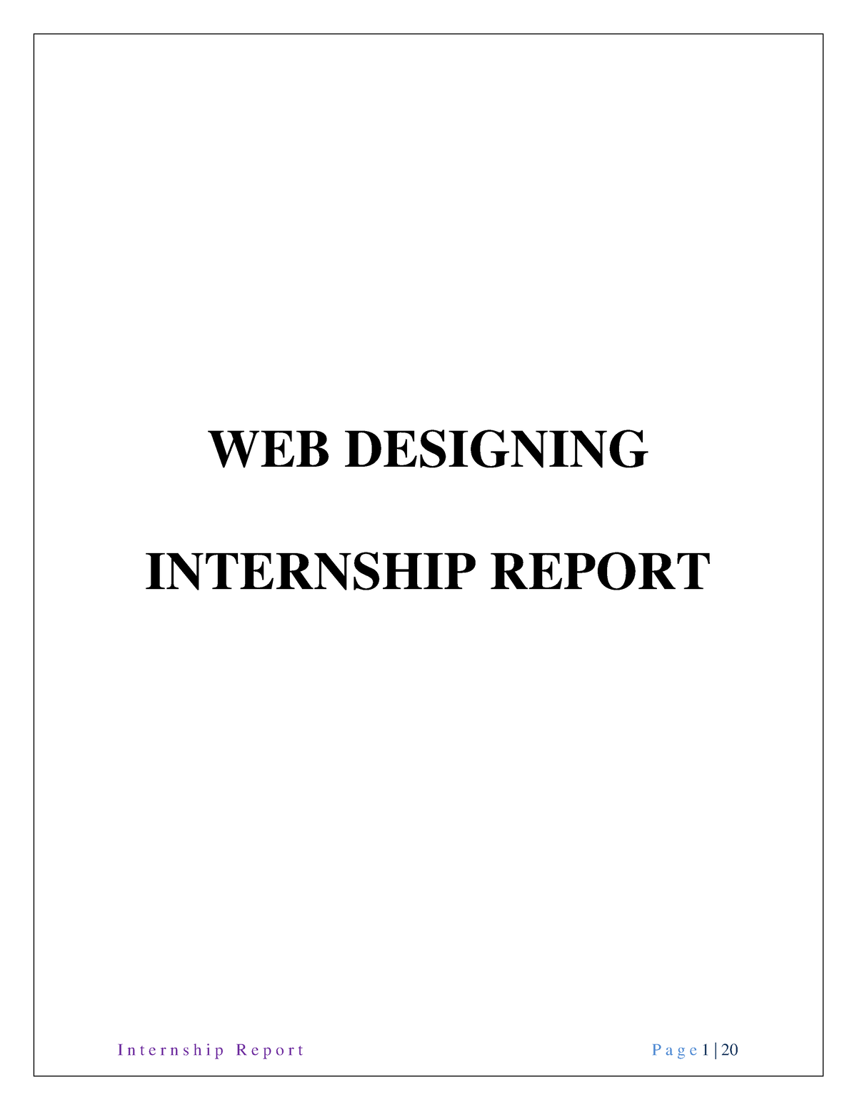 Internship Report Web Design - WEB DESIGNING INTERNSHIP REPORT Table Of ...