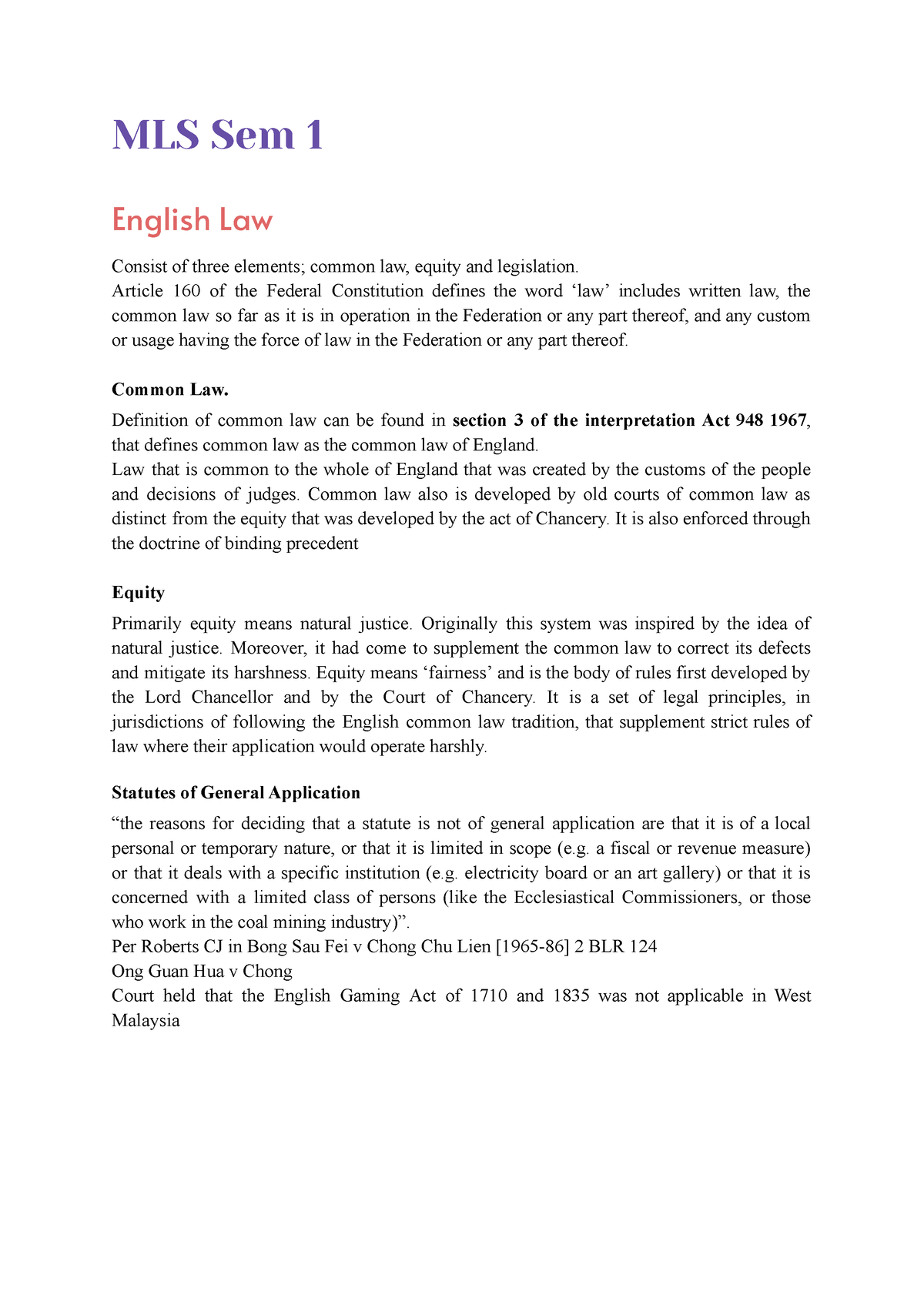 malaysian-legal-system-notes-mls-sem-1-english-law-consist-of-three