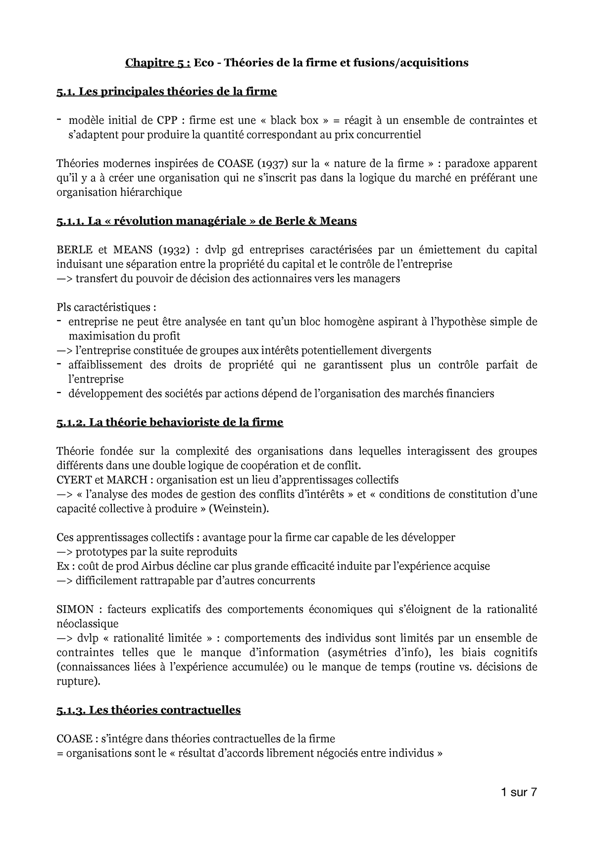 Chapitre 5 économie - Chapitre 5 : Eco - Théories de la firme et ...