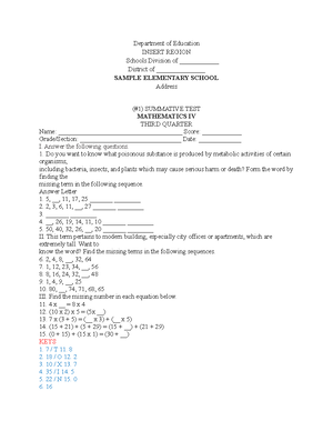 ST ESP 4 Q4 - test - Department of Education INSERT REGION Schools ...