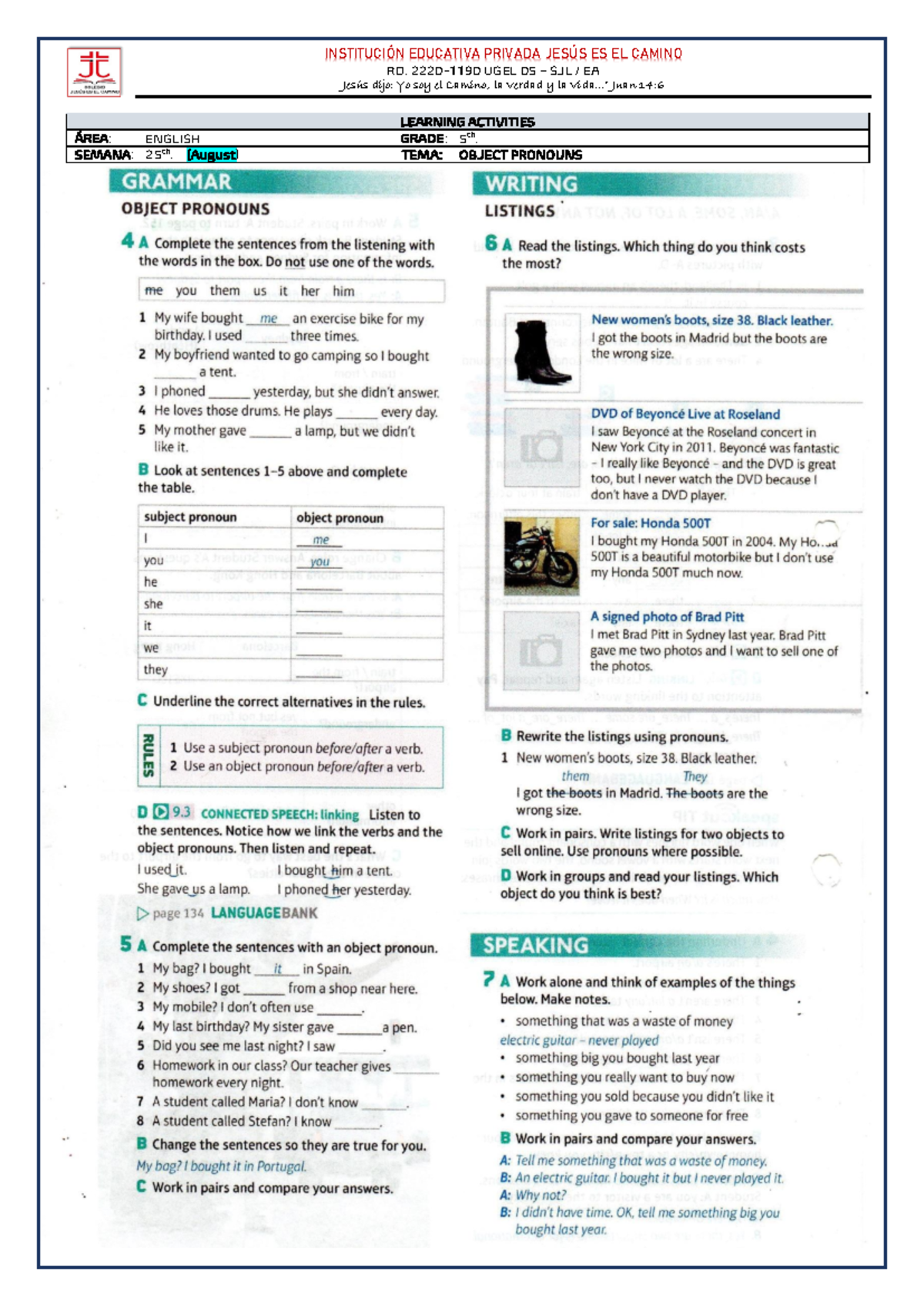 Worksheet 25 August 5th Icpna Avanzado 4 Quiz 2 Institución Worksheet 25 August 5th Icpna Avanzado 4 Quiz 2 Institución