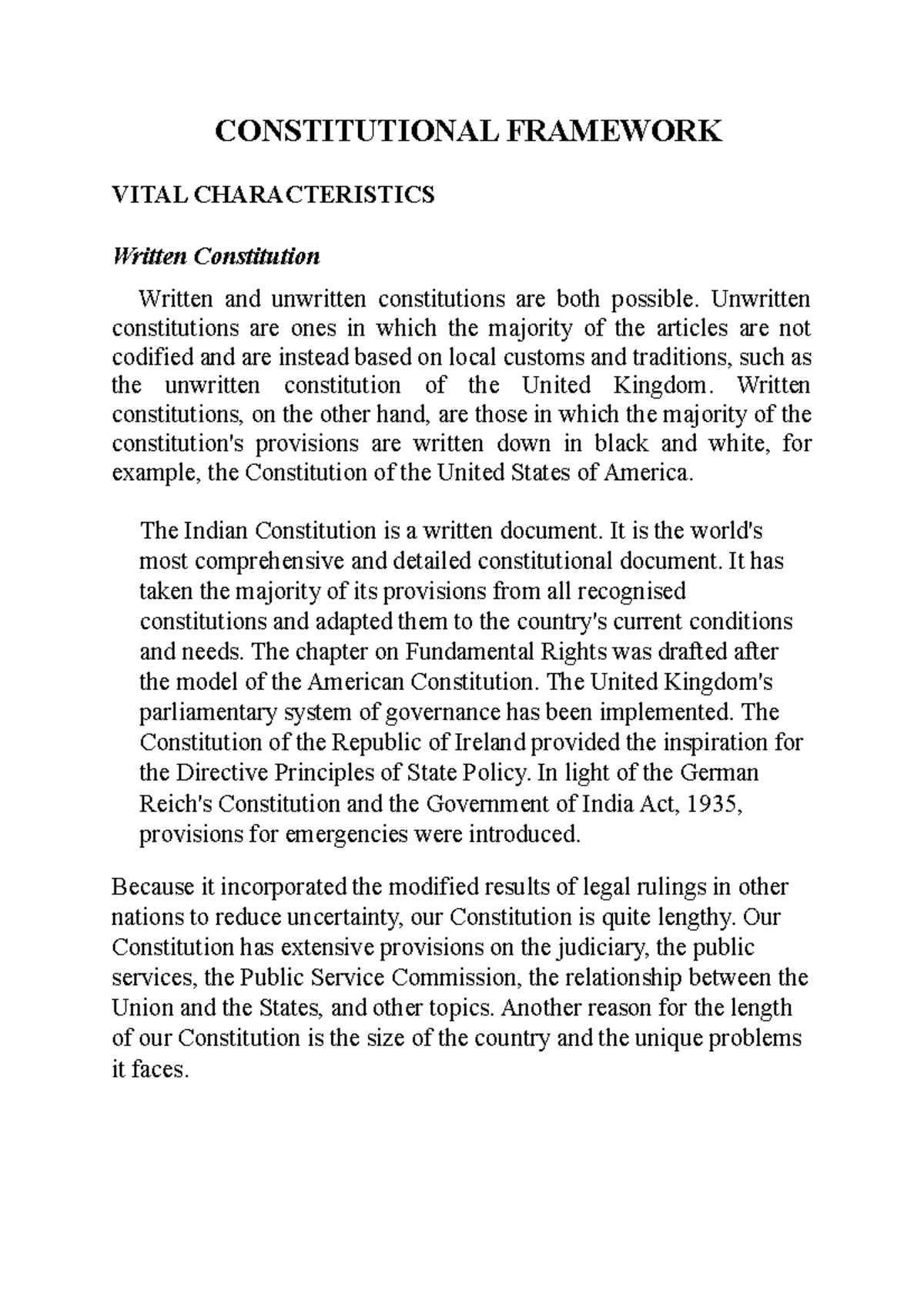 Constitutional Framework - CONSTITUTIONAL FRAMEWORK VITAL 