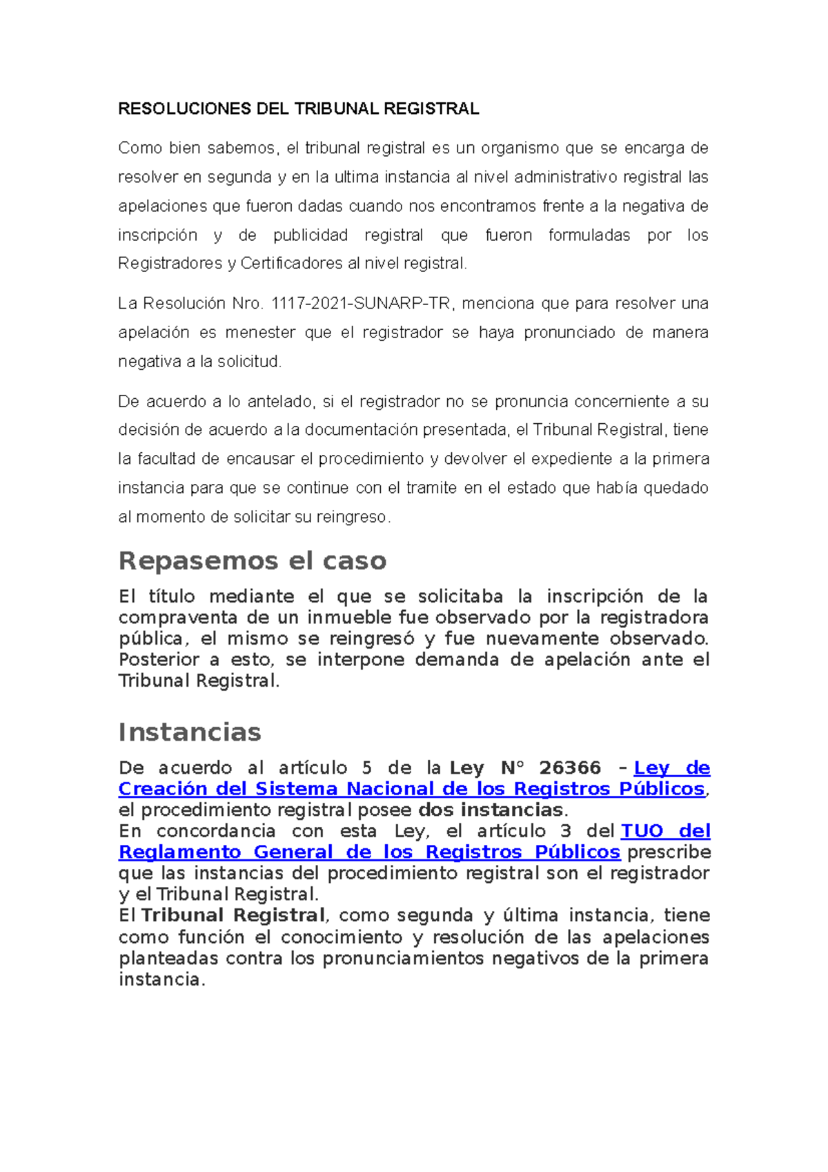 Resoluciones DEL Tribunal Registral - RESOLUCIONES DEL TRIBUNAL ...