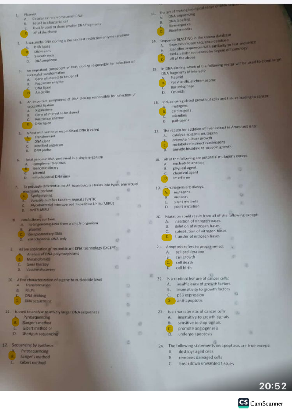 Bioch CAT 2 Medical doctor CamScanner CamScanner Studocu