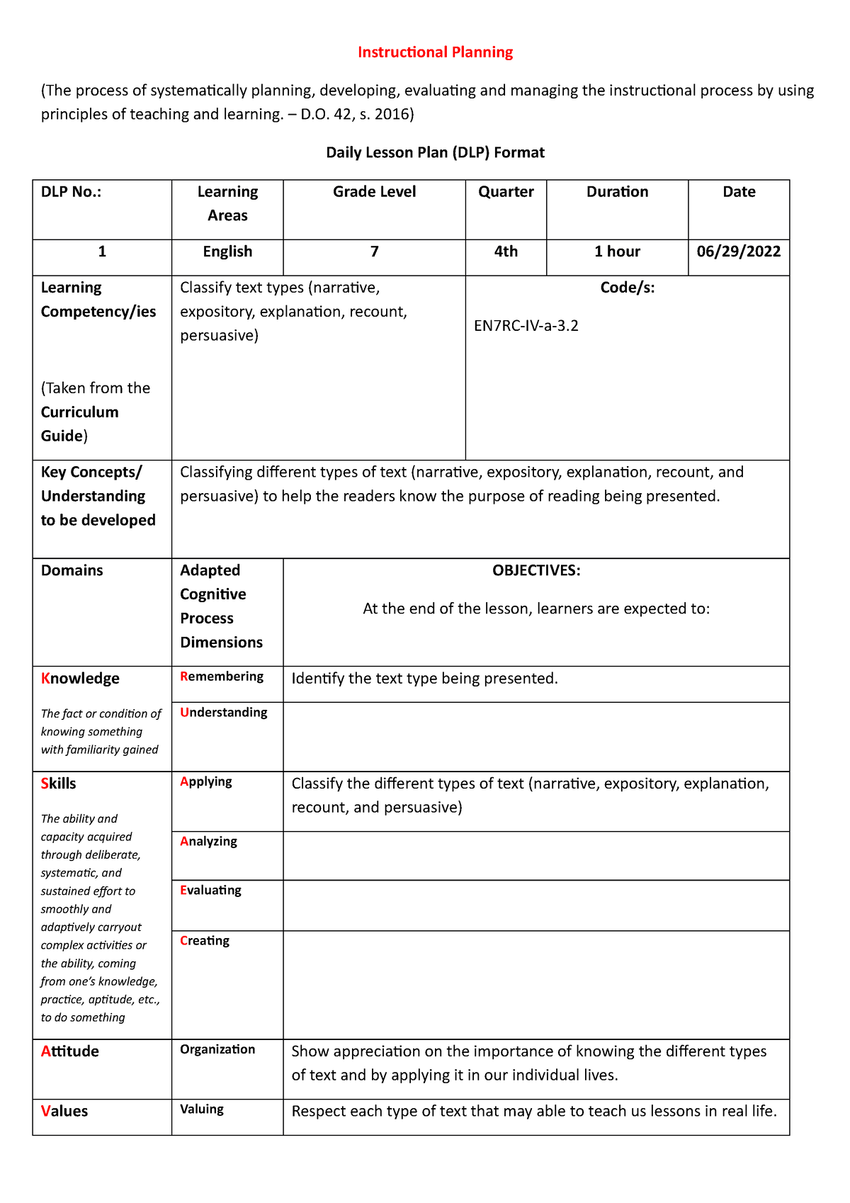 DLP - HMM - Instructional Planning (The process of systematically ...