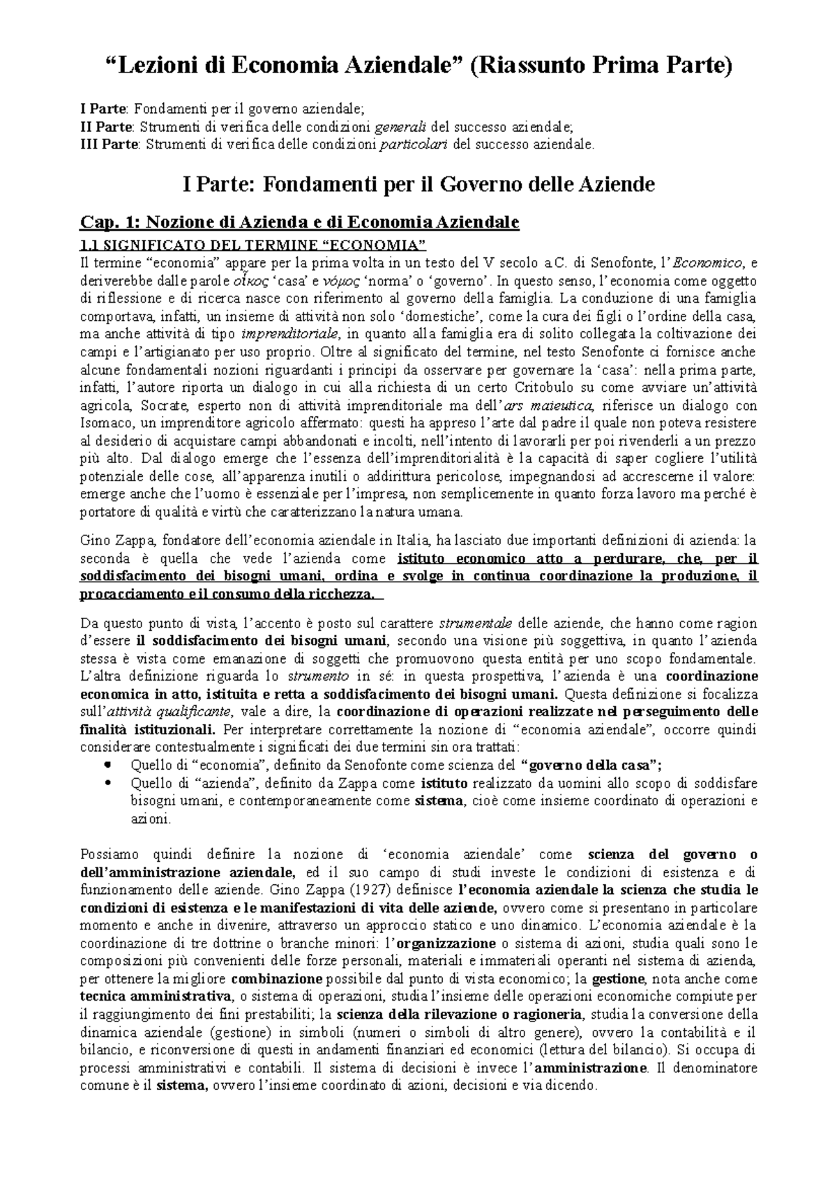 Lezioni Di Economia Aziendale (Parte I) - “Lezioni Di Economia ...