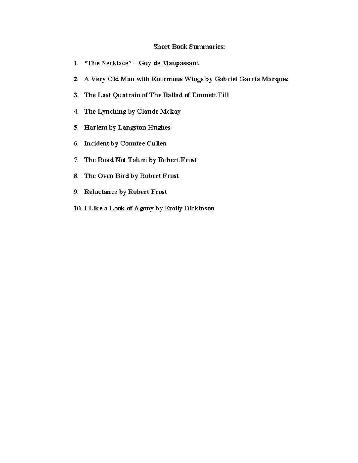 Journal Entries Literature Short Book Summaries “The Necklace