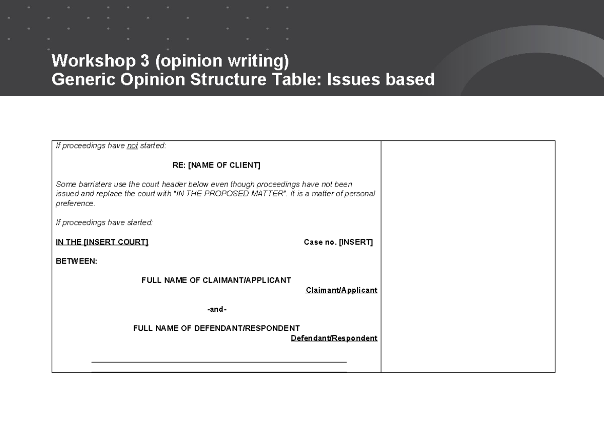 Structure Table - It is a matter of personal preference. If proceedings ...