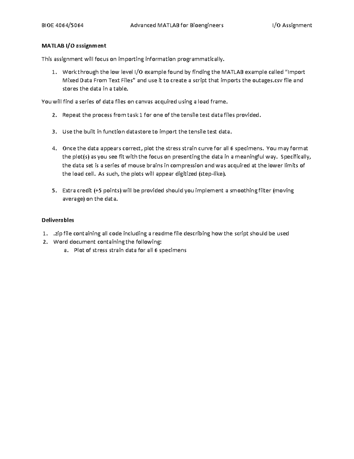 HMWK 4 - homework practice - BIOE 4064/5064 Advanced MATLAB for ...