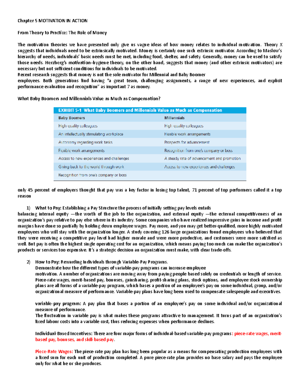 Summaries chapters 5678 OB - Chapter 5 MOTIVATION IN ACTION From Theory ...