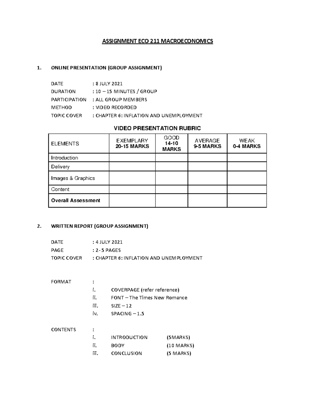 Assignment Eco 211 March 21 Assignment Eco 211 Macroeconomics 1