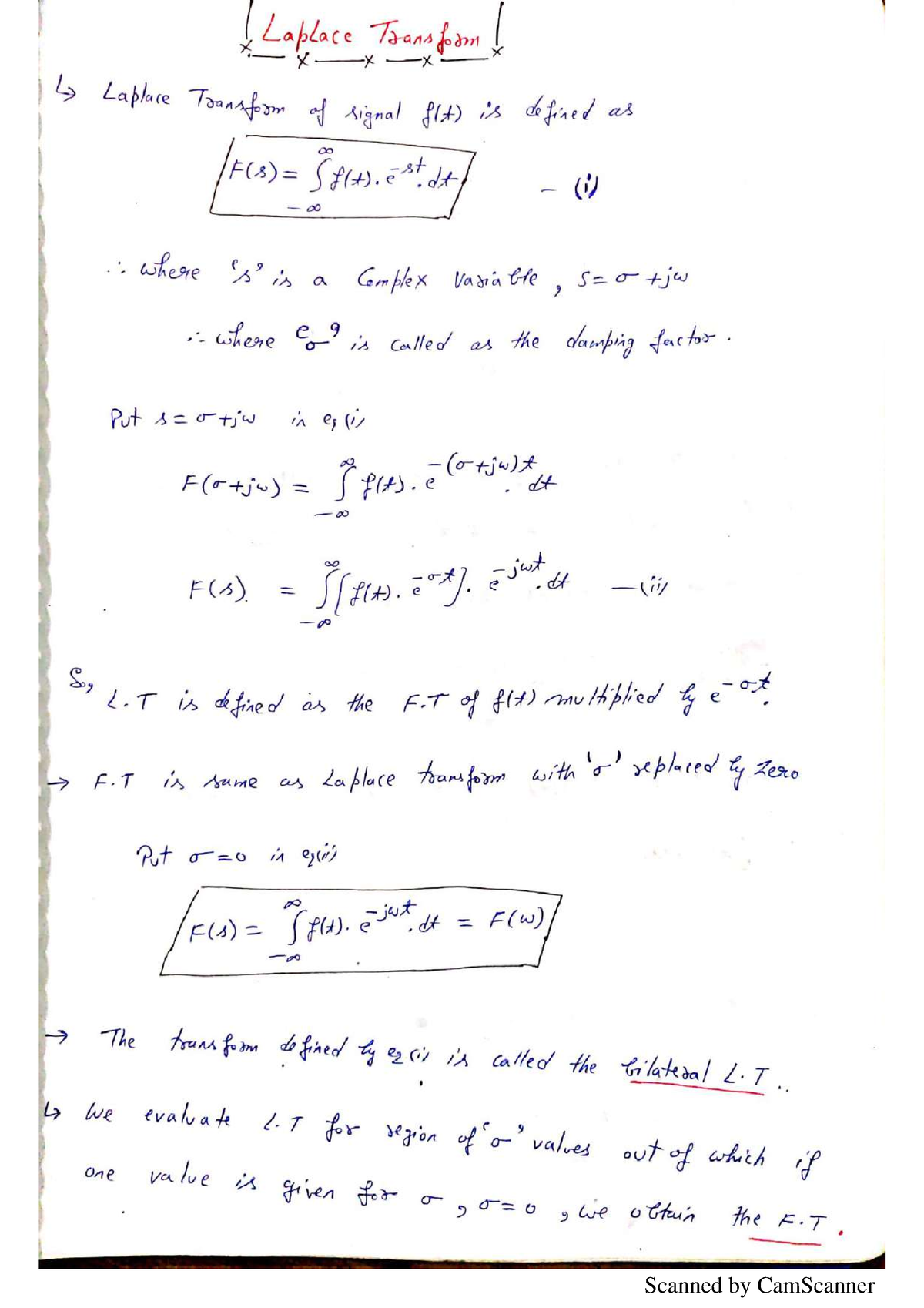 Laplace Transform - Btech - Studocu