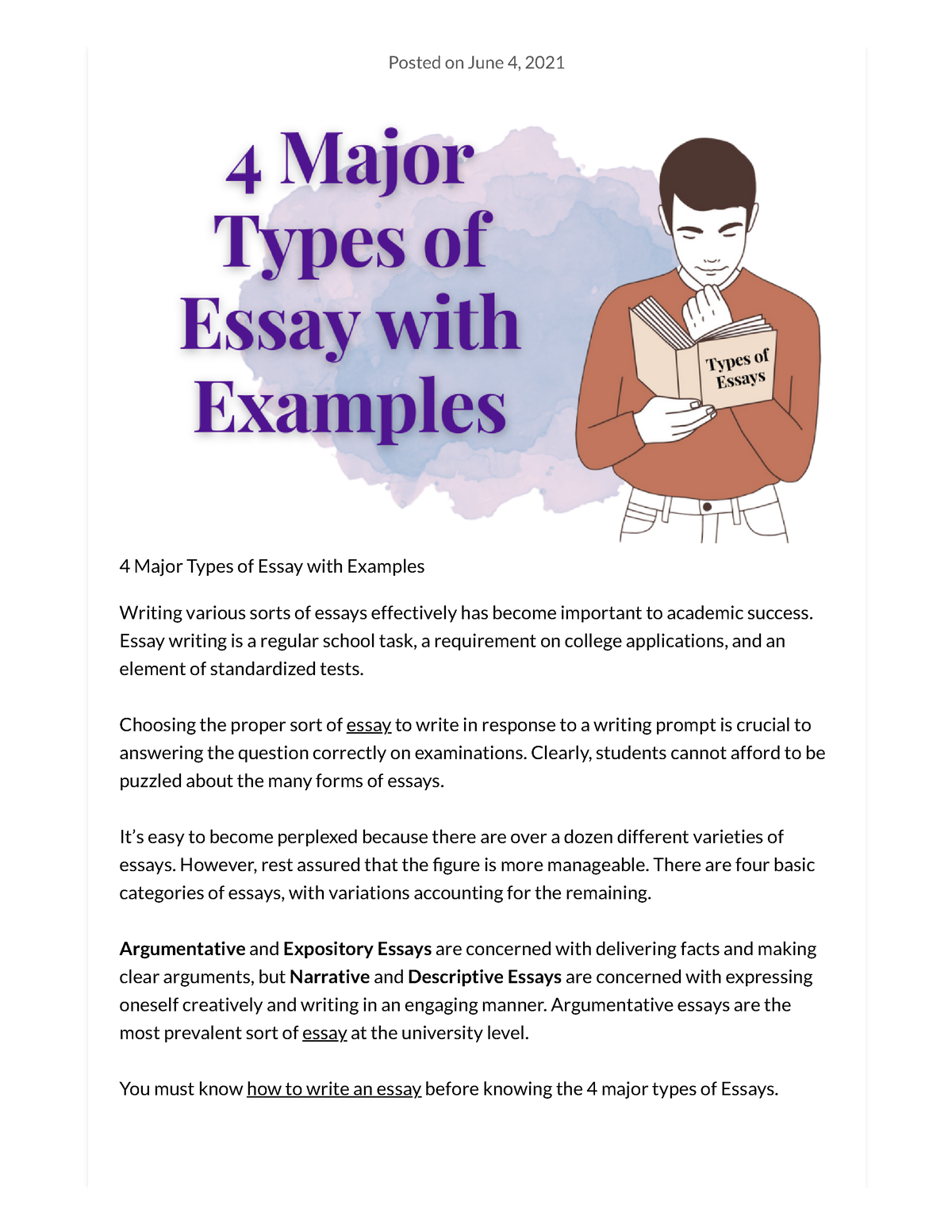 state 4 types of essay