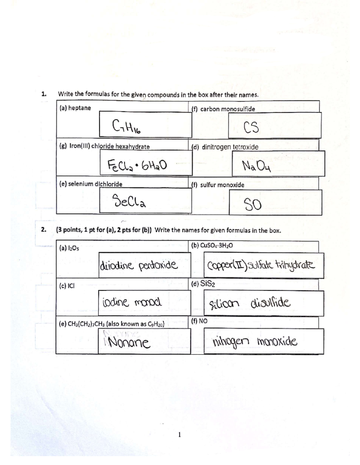 Alkanes, Acids, Covalent compunds, Hydrates Worksheet - CHEM 1123 - Studocu