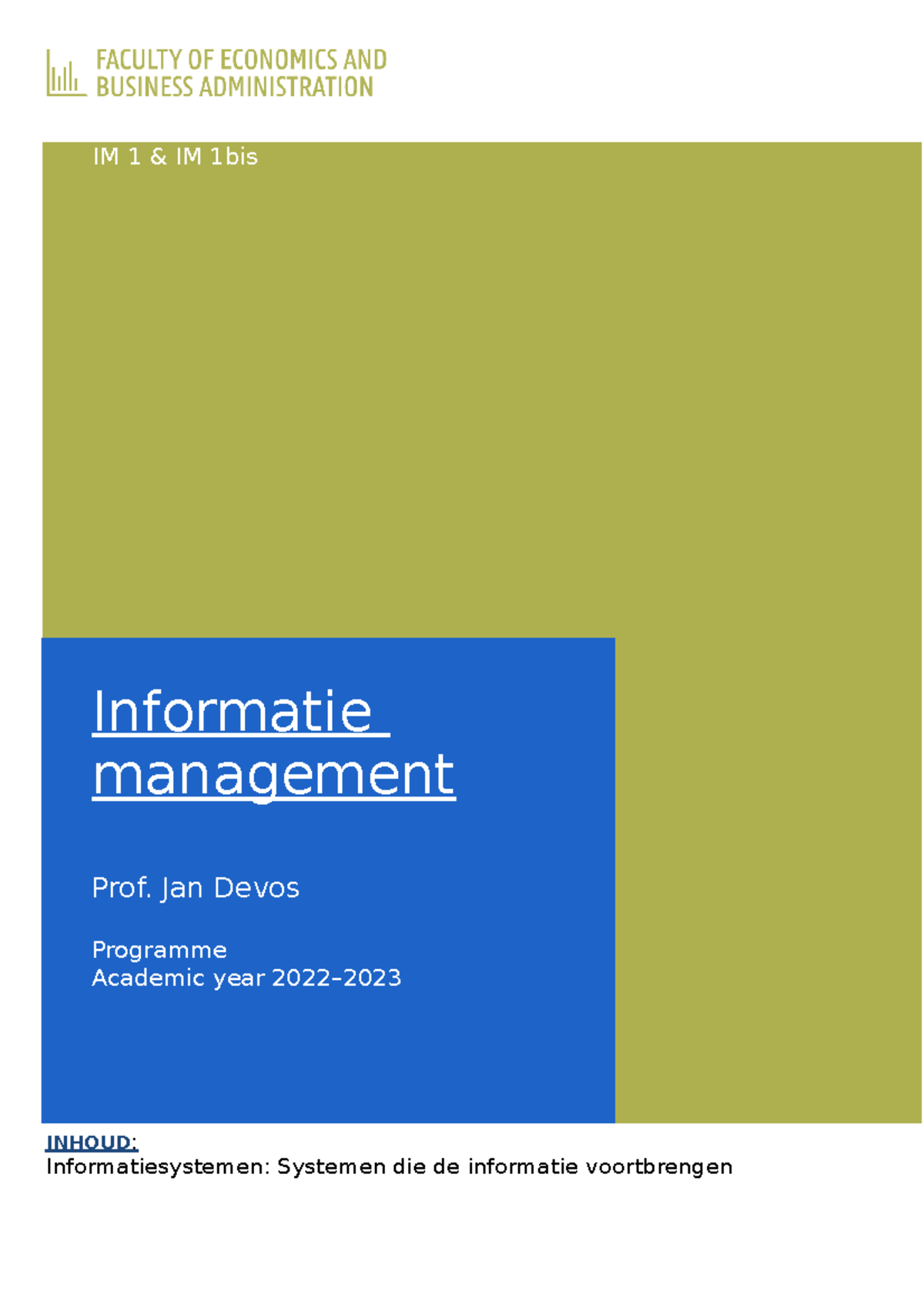 Informatiemanagement - UGent - Studocu