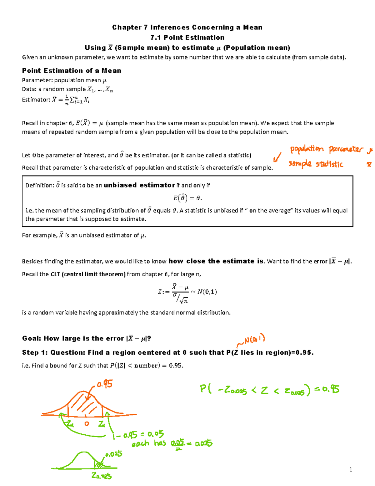 7.1 - Copy - Homework practice review - Chapter 7 Inferences Concerning ...