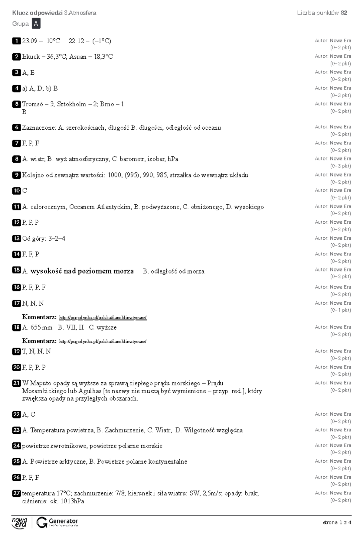 Atmosfera Sprawdzian Nowa Era Odpowiedzi www.studocu.com